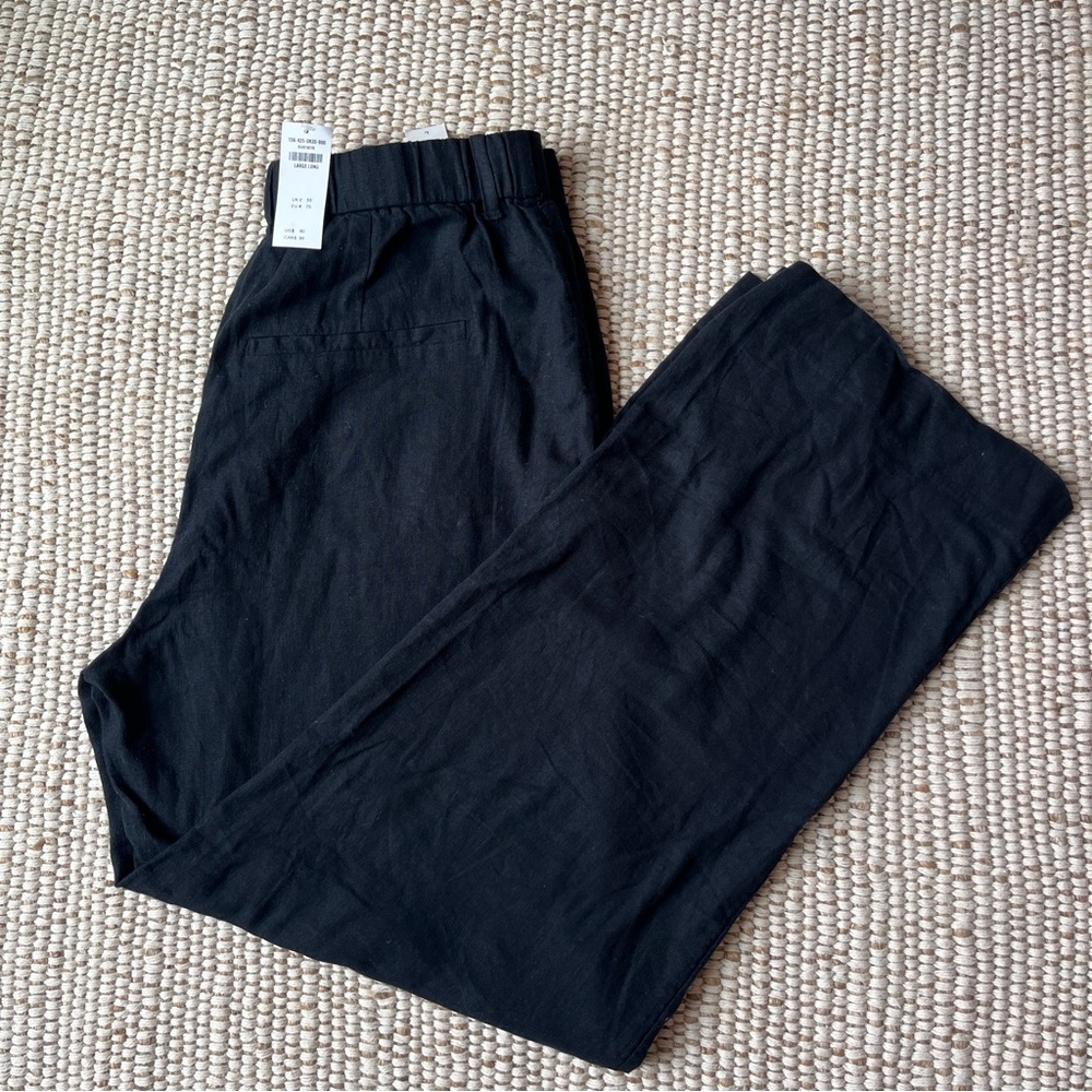 NWT Abercrombie and Fitch Black Linen Pants Size Large Long